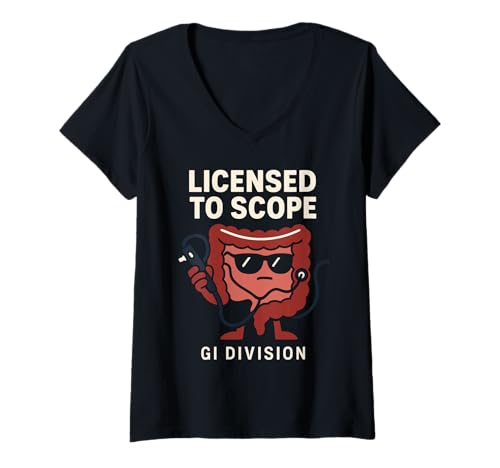 Damen Gastroenterologe lizenziert zu Scope Funny GI Doctor Medical T-Shirt mit V-Ausschnitt Damen Gastroenterologe lizenziert zu Scope Funny GI Doctor Medical T-Shirt mit V-Ausschnitt von Poop Joke Doctor Gift GI Specialist Medical Humor
