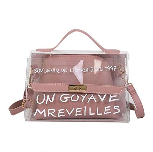 Poopy Damen transparente PVC-Tasche Metallknöpfe Jelly Pack Travel Beach Tote Bag Handtaschen Schultertasche klare Tragetaschen Geldbörse von Poopy