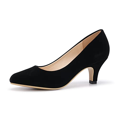 Damen Pumps Stiletto Ferse Höhe 6 cm Schuhe Bequeme Sexy Pumps Hochzeit Abend Arbeit, Schwarz Velvet, 41 EU von Poorevill