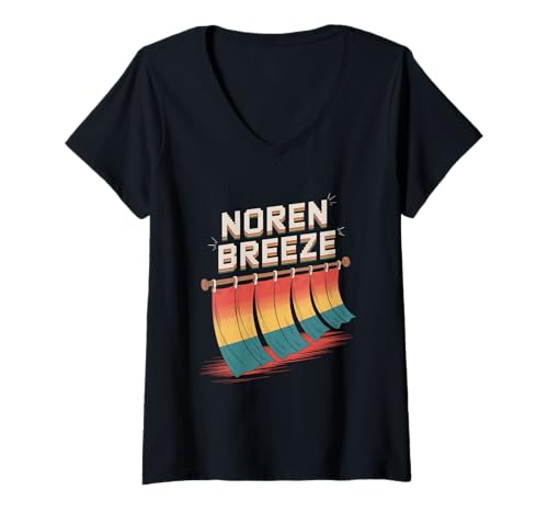 Damen Noren Breeze Popkultur Japanische Ästhetik T-Shirt mit V-Ausschnitt Damen Noren Breeze Popkultur Japanische Ästhetik T-Shirt mit V-Ausschnitt von Pop Culture Japanese Aesthetic Vaporwave