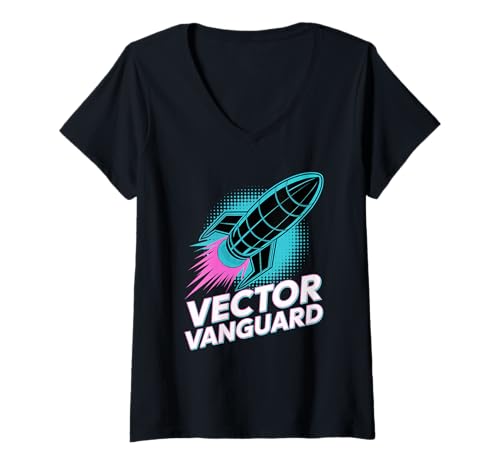Damen Vector Vanguard Pop Culture Retro Videospiel T-Shirt mit V-Ausschnitt von Pop Culture Retro Video Game Classic Gaming