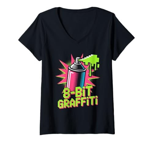 Damen 8-Bit Graffiti Pop Culture Retro Videospiel T-Shirt mit V-Ausschnitt Damen 8-Bit Graffiti Pop Culture Retro Videospiel T-Shirt mit V-Ausschnitt von Pop Culture Retro Video Game Vintage Video Games