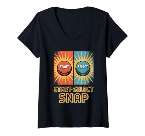 Damen Start Select Snap Pop Culture Retro Videospiel T-Shirt mit V-Ausschnitt Damen Start Select Snap Pop Culture Retro Videospiel T-Shirt mit V-Ausschnitt von Pop Culture Retro Video Game Vintage Video Games