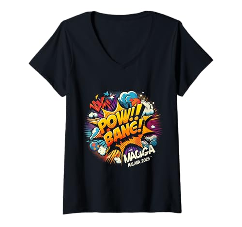 Damen Puh! Knall! Pop T-Shirt mit V-Ausschnitt Damen Puh! Knall! Pop T-Shirt mit V-Ausschnitt von Pop Explosion Apparel