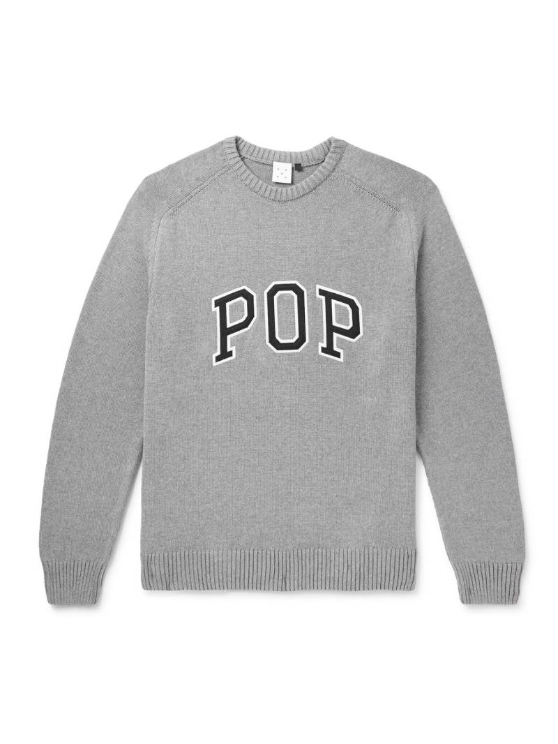 POP TRADING COMPANY - Arch Logo-Appliquéd Cotton Sweater - Men - Gray - XL von POP TRADING COMPANY