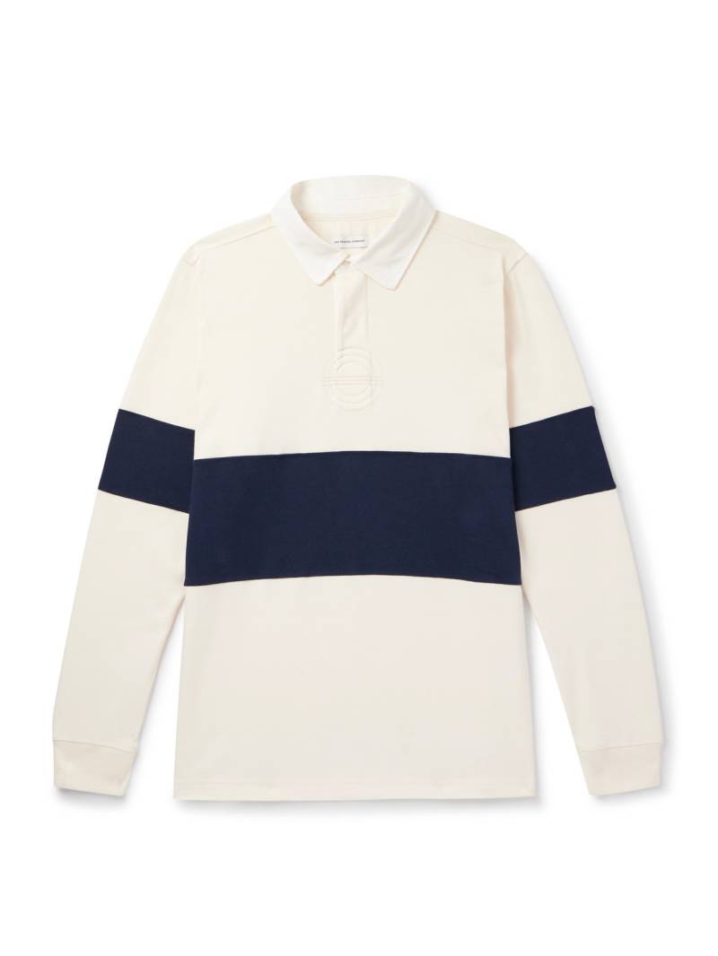 POP TRADING COMPANY - Poplin-Trimmed Appliquéd Two-Tone Cotton-Jersey Polo Shirt - Men - Neutrals - M von POP TRADING COMPANY