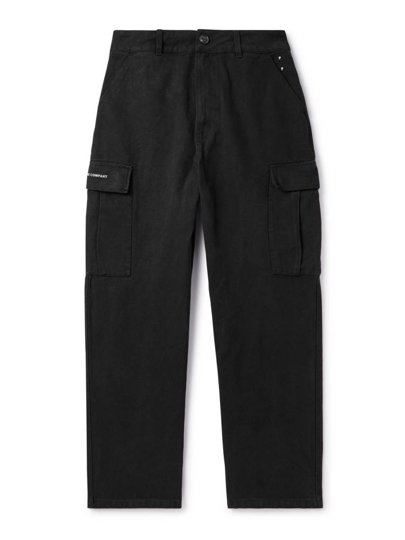 POP TRADING COMPANY - Wide-Leg Logo-Embroidered Cotton-Canvas Cargo Trousers - Men - Black - L von POP TRADING COMPANY