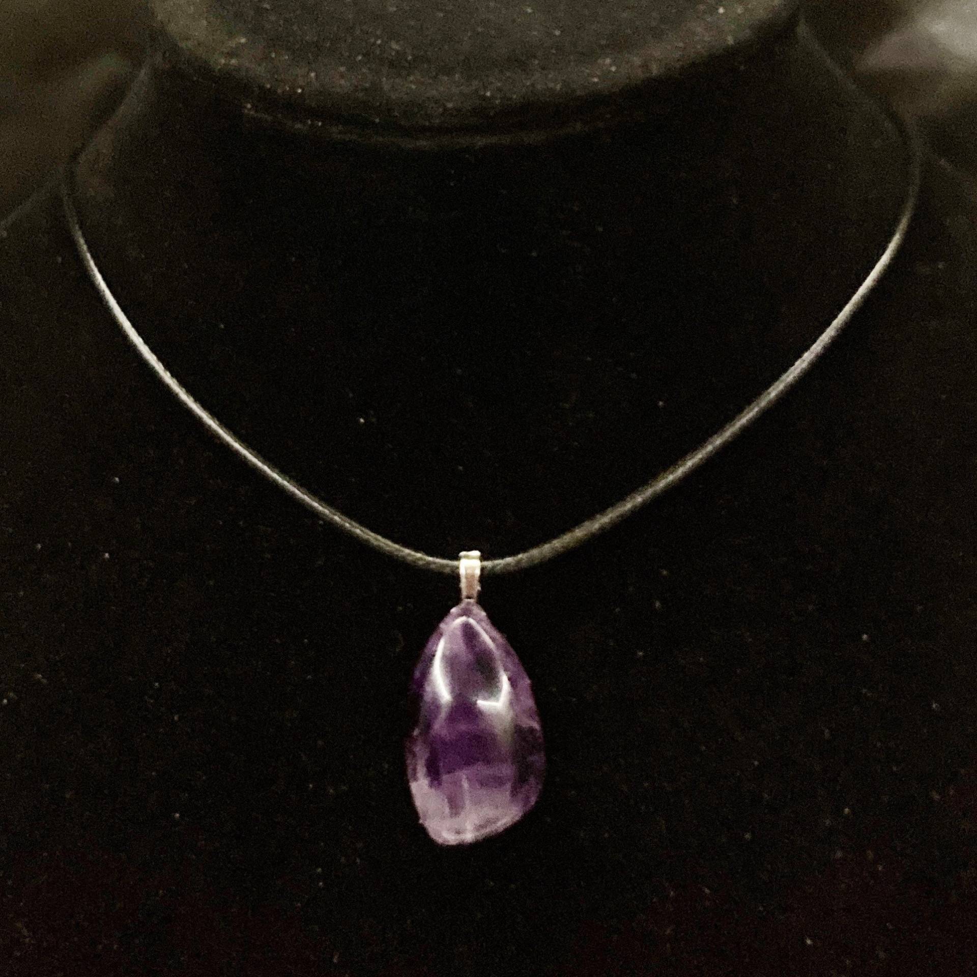 Amethyst Halskette, Anhänger, Schmuck, Quarz Violett Quarz, Tropfenform von PopBangBoom