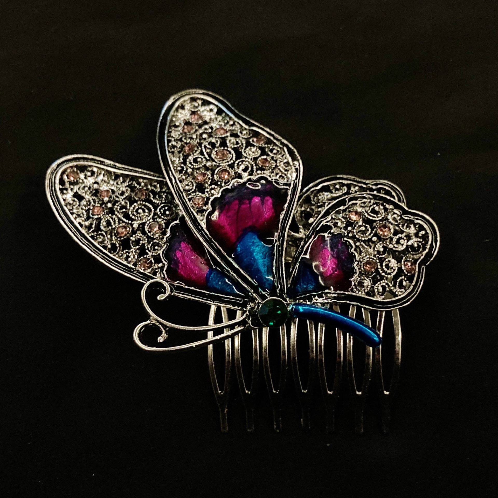 Blauer Schmetterling, Lila Schmuck Schmetterling Haarkamm, Haar, Funkelnder Silber von PopBangBoom