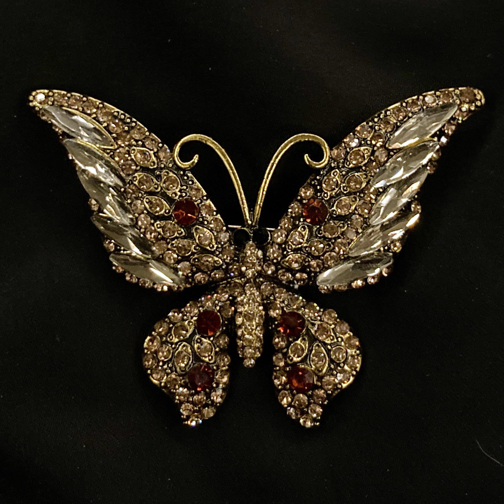 Gold Schmetterling, Jeweled Schmetterling Brosche, Ab Juwelen, Pin, Funkelnder Champagner Insekten Brosche von PopBangBoom