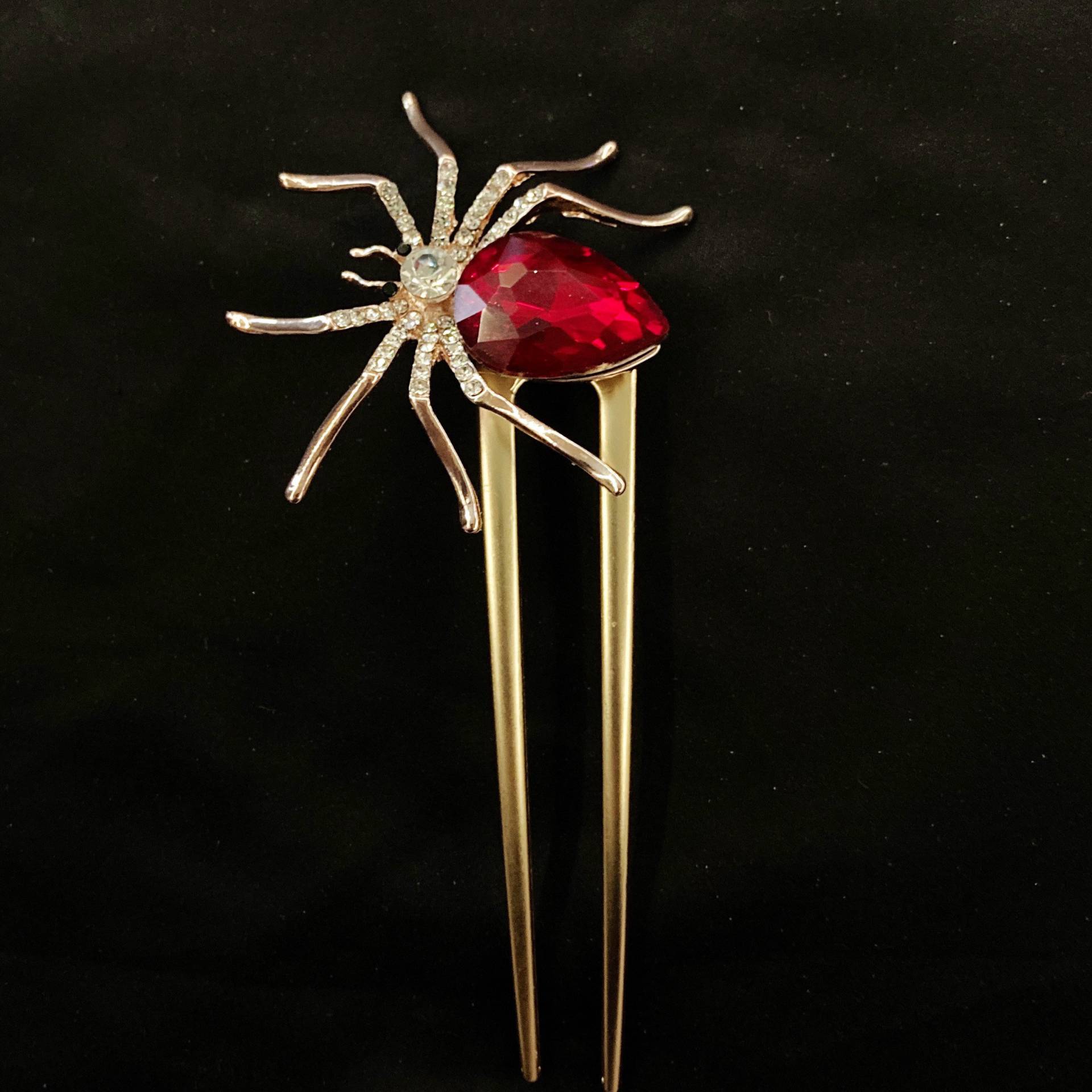 Gold Spinne, Spinne Haarnadel, Goth Schmuck, Rote Arachnid Entomologie Haarnadel von PopBangBoom