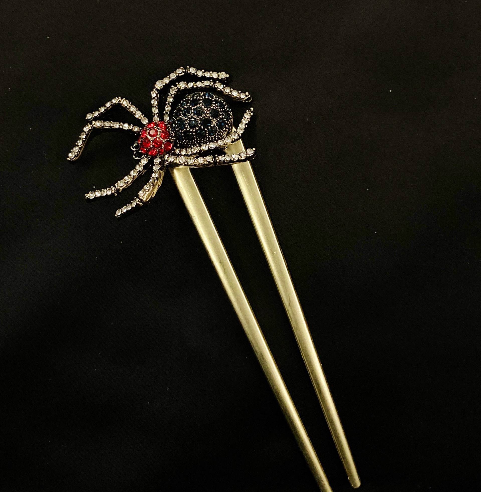 Gold Spinne, Spinne Haarnadel, Goth Schmuck, Schwarze Arachnid Entomologie Haarnadel von PopBangBoom