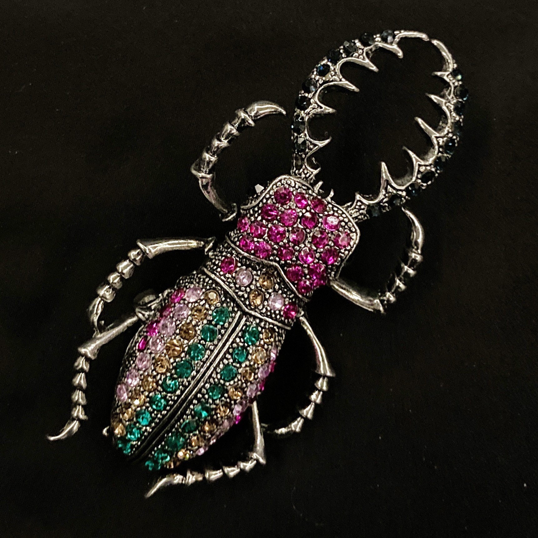 Rosa Käfer, Käfer Brosche, Insekt Schmuck, Hirschkäfer, Silber Anstecknadel, Pincer von PopBangBoom