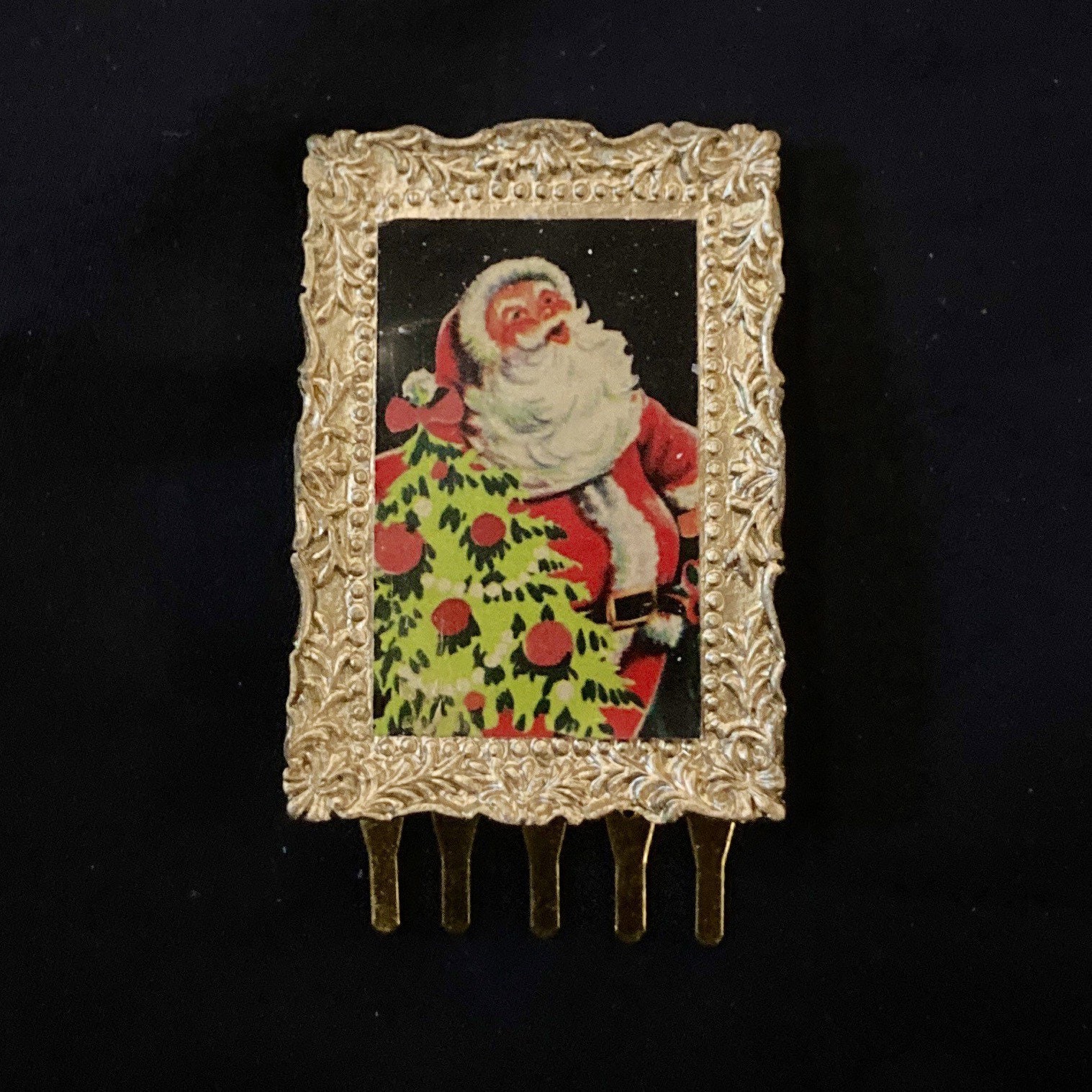 Santa Portrait, Weihnachtsmann Bild, Bilderrahmen, Bilder Haarkämme, Bilderschmuck, Goldrahmen, Rahmen Haarkamm von PopBangBoom