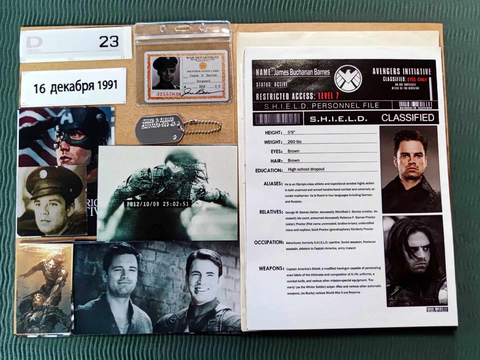 Wintersoldatendatei S.h.i.e.l.d. Bucky Barnes Secret Folder Papier-Requisiten von PopCos