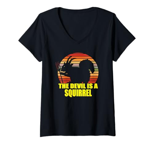 Damen Spruch,Der Teufel ist EIN Eichhörnchen, Devil is Squirrel T-Shirt mit V-Ausschnitt Damen Spruch,Der Teufel ist EIN Eichhörnchen, Devil is Squirrel T-Shirt mit V-Ausschnitt von Popart Kunst,funny Sprüche