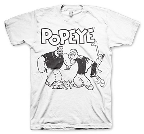 Popeye Offizielles Lizenzprodukt Group Herren T-Shirt Groß & Hoch Herren T-Shirt (Weiß), 3XL von Popeye