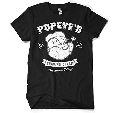 Popeye Offizielles Lizenzprodukt s Shaving Cream Herren T-Shirt Groß & Hoch Herren T-Shirt (Schwarz), 5XL von Popeye