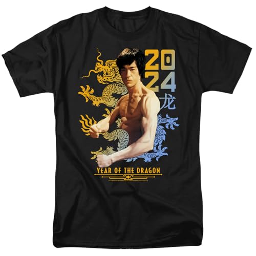 popfunk Unisex Bruce Lee Two Tone Year of The Dragon, Black T-Shirt, Schwarz, 5XL von Popfunk