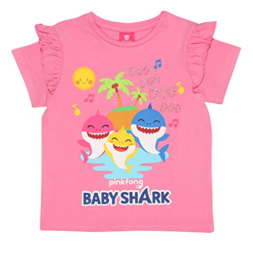 Baby Shark Tropische Insel Baby-T-Shirt Baby-Rosa Heather 80 | Baby-Größen, Geschenkidee für Mädchen von Popgear