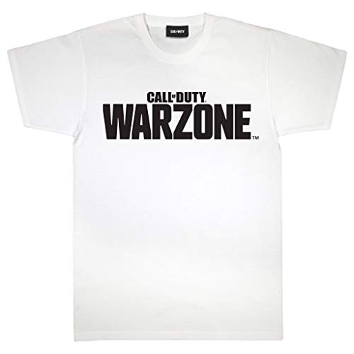 Call of Duty Warzone Text Logo T Shirt, Adultes, S-5XL, Weiß, Offizielle Handelsware von Popgear