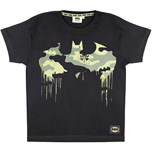 DC Comics Batman Camo Logo Jungen T-Shirt Schwarz Alter 3-13 Jahre, Kinderkleidung, Superhelden Camouflage Top, Kleinkind bis Teenager, Jungen Geschenkidee von Popgear