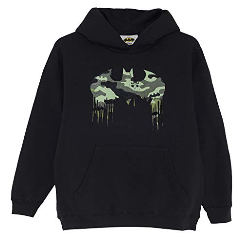 DC Comics Batman Camo Logo Mädchen Kapuzenpulli Schwarz 12-13 Jahre | Superheld Camouflage Top, Kleinkind zum Teenager, Mädchen-Geburtstags-Geschenk-Idee von Popgear