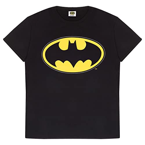 DC Comics Batman Classic Logo T Shirt, Adultes, S-4XL, Schwarz, Offizielle Handelsware von Popgear