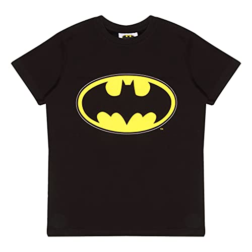 DC Comics Batman Classic Logo T Shirt, Kinder, 104-182, Schwarz, Offizielle Handelsware von Popgear