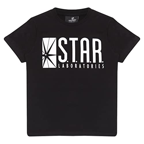 DC Comics Das Flash-STAR Labs Logo Jungen-T-Shirt Schwarz 104 | Geschenkidee für Jungen, Superheld Top von Popgear