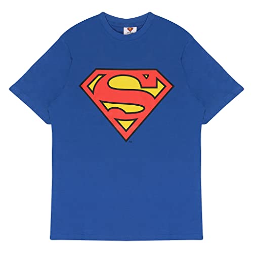 DC Comics Superman Classic Logo T Shirt, Adultes, S-4XL, Königsblau, Offizielle Handelsware von Popgear