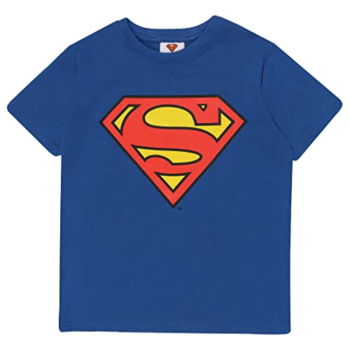 DC Comics Superman Klassisches Logo T Shirt, Kinder, 104-182, Königsblau, Offizielle Handelsware von Popgear