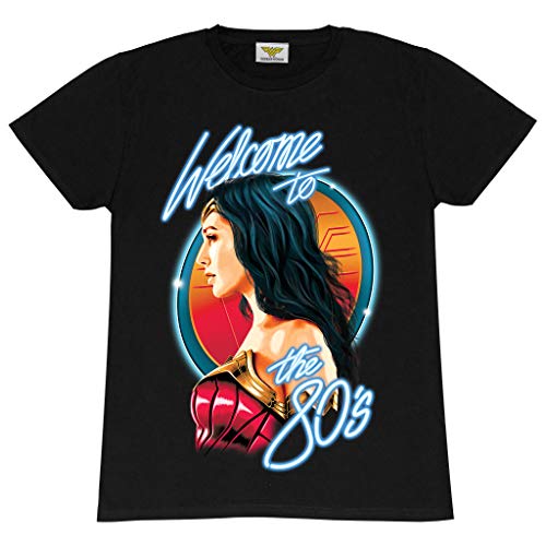 DC Comics Wonder Woman 1984 Welcome to The 80s Freund Fit T Shirt, Damen, S-5XL, Schwarz, Offizielle Handelsware von Popgear