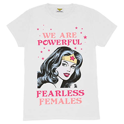 DC Comics Wonder Woman Wonder Woman Fearless Damen-Boyfriend Fit T-Shirt Weiß XL | Tag der Mutter, Mamma Nan Großmutter-Geschenk-Ideen von Popgear