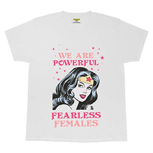 DC Comics Wonder Woman Wonder Woman Fearless Mädchen-T-Shirt Weiß 128 | Mini Me, Teen Größen, Geschenke für Mädchen von Popgear