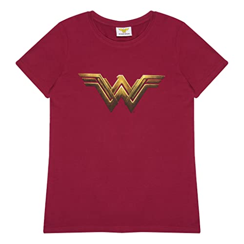 DC Wonder Woman 1984 Logo T Shirt ausgestattet, Damen, S-5XL, Burgund, Offizielle Handelsware von Popgear