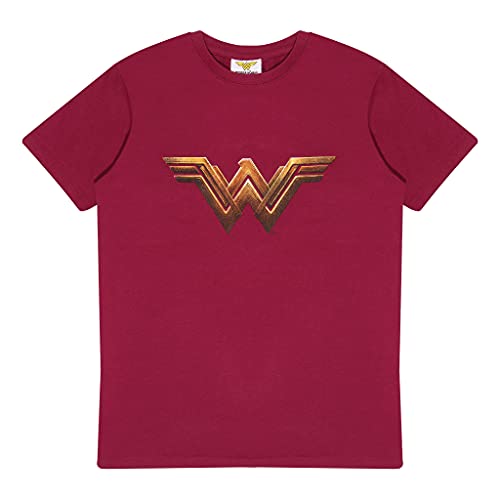 DC Wonder Woman 1984 Logo T Shirt, Adultes, S-5XL, Burgund, Offizielle Handelsware von Popgear