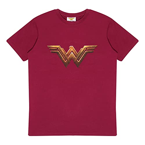DC Wonder Woman 1984 Logo T Shirt, Kinder, 104-170, Burgund, Offizielle Handelsware von Popgear