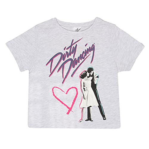 Dirty Dancing Klassisches Logo Kruppiertes T Shirt, Mädchen, 140-182, Heather Grey, Offizielle Handelsware von Popgear