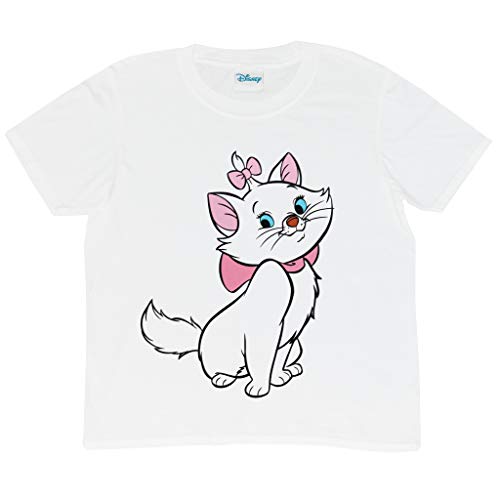 Disney Aristocats Marie T Shirt, Mädchen, 116-170, Weiß, Offizielle Handelsware von Popgear