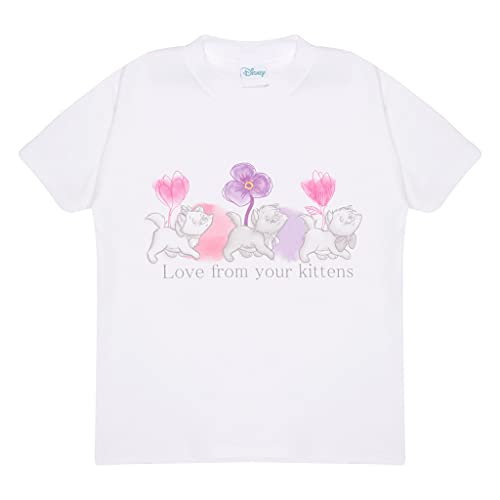 Disney Aristocats lieben von Ihrem Kätzchen Mädchen T-Shirt Weiß 2-3 Jahre | Geburtstagsgeschenkidee für Kinder, Klassische Cartoon der Kinder, Mädchen Mode Top von Popgear