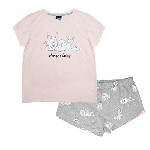 Disney Marie Douxreves. Kurzer Pyjama, Damen, XS-4XL, Blasses Rosa, Offizielle Handelsware von Popgear