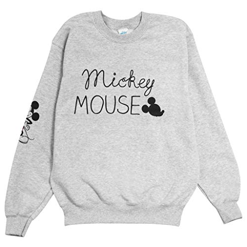 Disney Mickey Sleeve Freund Fit Sweatshirt, Damen, S-XXL, Heather Grey, Offizielle Handelsware von Popgear