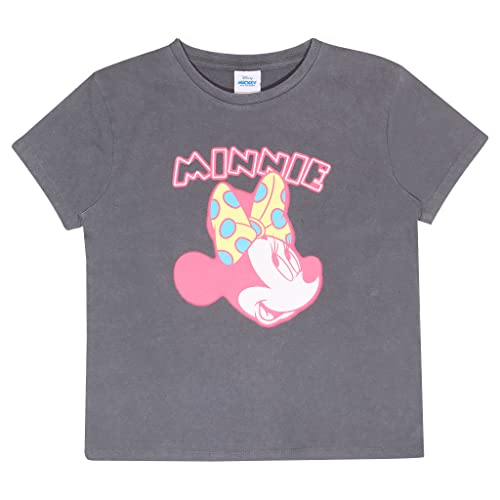 Disney Neon Pink Minnie T Shirt, Mädchen, 104-170, Grey, Offizielle Handelsware von Popgear