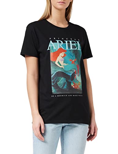 Disney Princess Ariel Make Waves Damen-Boyfriend Fit T-Shirt Schwarz L | Disney-Klassiker-Film-T-Stück, Geburtstags-Geschenk-Idee für Damen von Popgear