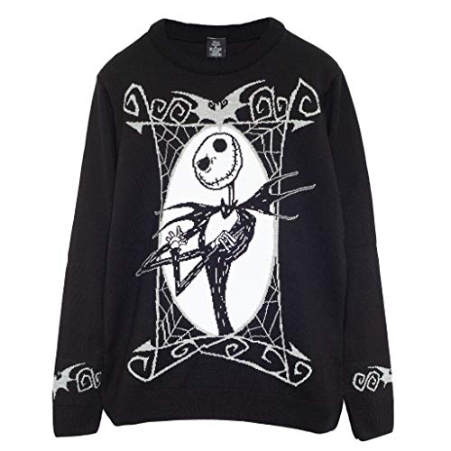 Disney The Nightmare Before Christmas Jack Portrait Strickpullover, Kinder, 116-170, Schwarz, Offizielle Handelsware von Popgear