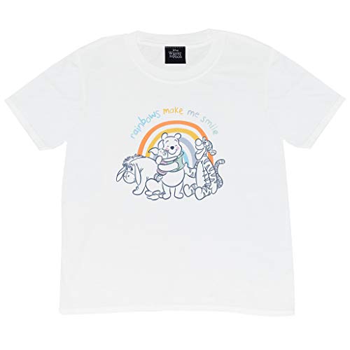 Disney Winnie The Pooh Rainbows Lassen Mich lächeln T Shirt, Kinder, Weiß, Offizielle Handelsware von Popgear