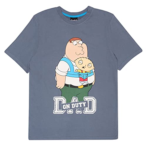 Family Guy Dad On Duty T Shirt, Adultes, XS-5XL, Indigo Blau, Offizielle Handelsware von Popgear
