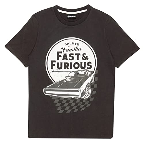 Fast and Furious Salute Familia Herren Acid Wash T-Shirt Schwarz/Dunkelgrau L | Vatertag, Autos, Geschenkidee für Dad von Popgear