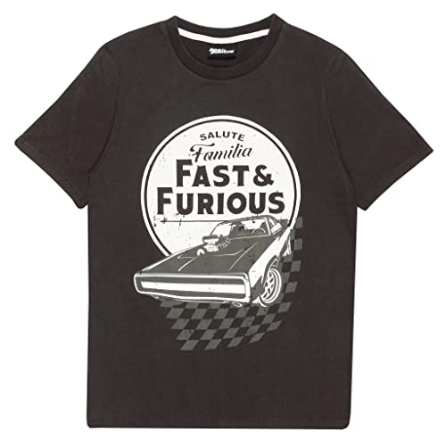 Fast and Furious Salute Familia Säurewasch-T Shirt, Adultes, S-5XL, Schwarz/Dunkelgrau, Offizielle Handelsware von Popgear